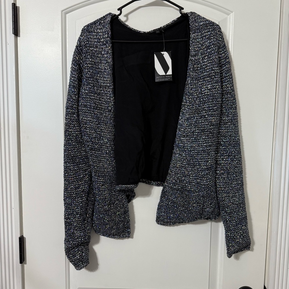 Theyskens Theory Shimmer Blazer Jacket Women’s Size Medium Tweed Shiny Disco